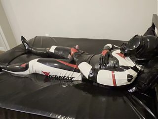 Rubber biker drone masturbation